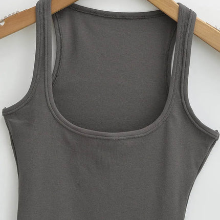Summer U-neck Sculpted Square Neck Tank Top for Women New 2025 Fashionable Sleeveless Top
