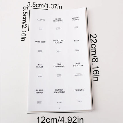Waterproof Label Sticker Set Kitchen Jar Spice Bottle Label Stickers Kitchen Tabletop Storage Classification and Organization
