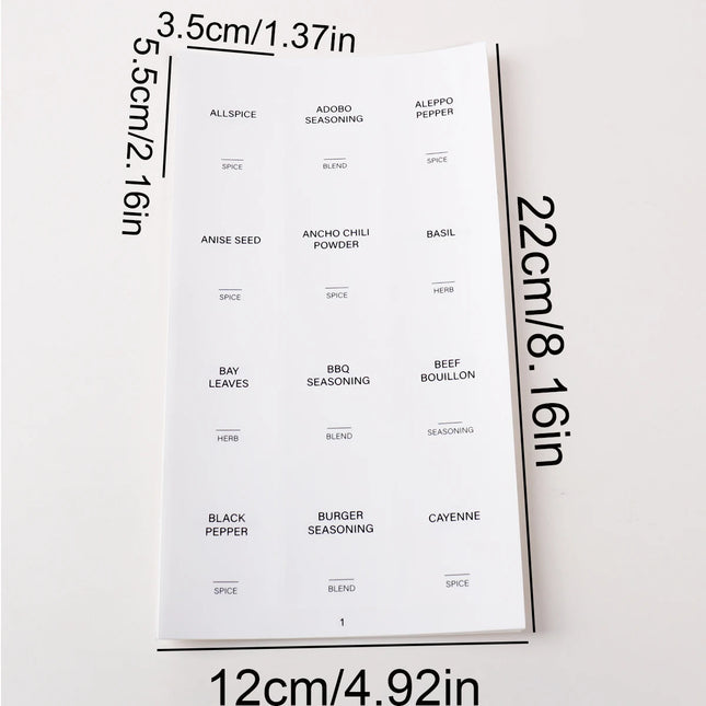 Waterproof Label Sticker Set Kitchen Jar Spice Bottle Label Stickers Kitchen Tabletop Storage Classification and Organization
