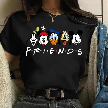 Family Vacation T Shirt Kawaii Mickey Minnie Donald Duck Daisy Print Fashion Clothes Casual Women T-shirt Camiseta Mujer