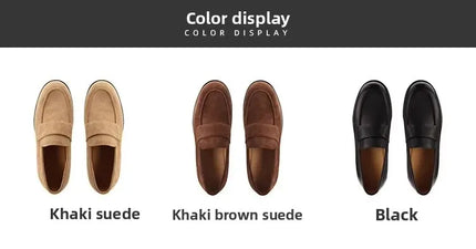 Retro British Style Velvet Surface Chunky Heel Slip-On Flats Women's Autumn Grape Mom Shoes round Toe Rubber Outsole Plain Color