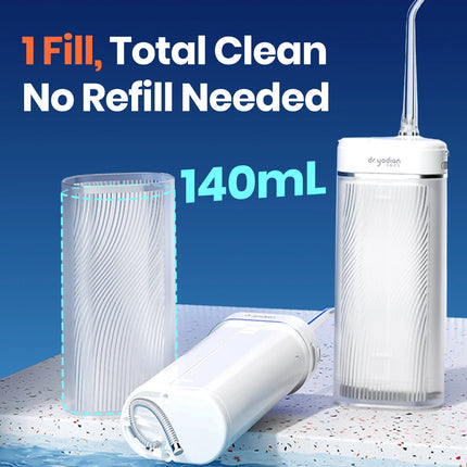 Dr.Yadent Portable Oral Irrigator YDX1 IPX7 Waterproof 4 Nozzles Water Flosser 4 Modes 140ML Water Tank Travel Size Oral Cleaner