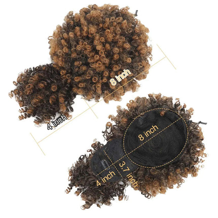 Afro Puff Drawstring Ponytail with Curly Hair Pieces Clip in Bangs Short Ponytail Hair ExtensionsNatural Hair Ponytails