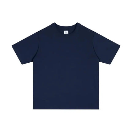 250GSM Customized Printed LOGO Solid 100% Cotton T-shirts Basic Tee Casual Oversized Drop Shoulder Quality Short T-shirt Men