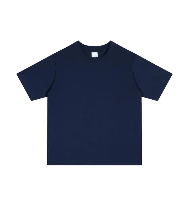 250GSM Customized Printed LOGO Solid 100% Cotton T-shirts Basic Tee Casual Oversized Drop Shoulder Quality Short T-shirt Men