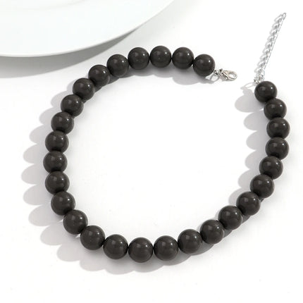Boho Colorful Acrylic Big Ball Bead Chain Necklace Trendy Handmade Round Choker Necklaces for Women Man Statement Jewelry Gift