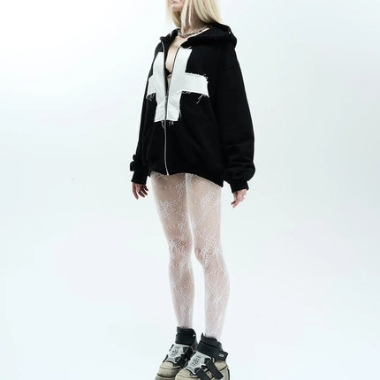 Autumn and Winter Harajuku Instagram Trendy Retro Fashion Zipper Hoodie Cross border Clothing for Men and Women