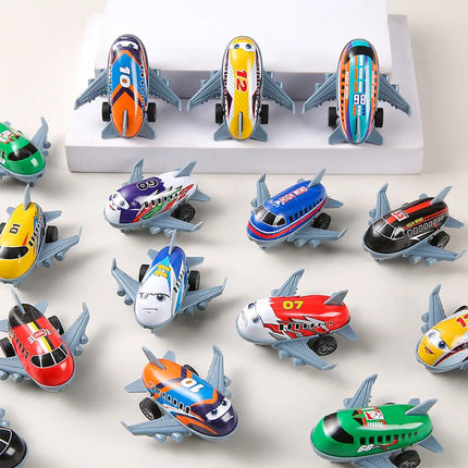 Rebound Small Aircraft Children Cartoon Mini Alloy Taxiing Passenger Plane Toys Model Inertial Force Metal Sheet Metal Airplanes