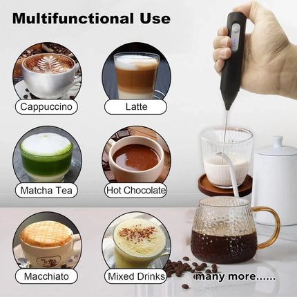 Wireless electric milk frother, mixer, egg beater, 3-speed handheld coffee cream, peanut butter, egg mixer, baking accessories