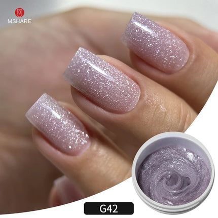 MSHARE 50g Shimmer Pink White Acrylic Gel TPO Free Glitter Shiny Extension Acryl Hard Gel Nails Sculpting Construction