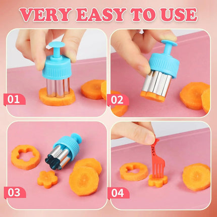 Vegetable Fruit Shapes Cutter Set for Kids Lunch Bento Box Decorating Cookie Stamps