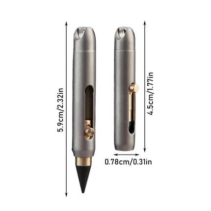 Eternal Pencil Metal Inkless Pen Titanium Alloy Everlasting Pencil erasable Pen Creative pendant design for emergency writing
