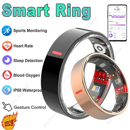 Men Women Smart Ring Health Monitoring Sport Tracker Step Count Rings 5ATM ,IP68 WaterProof  Gesture Control Smartring Ring Gift