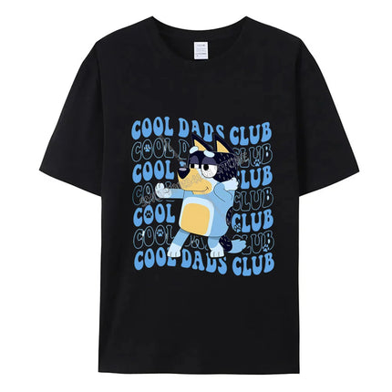 Blueys Bingo Dad Mom T-Shirts Cute Cartoon Tops Summer Parent-child Clothing Adult Anime Figure Black White Tee Family Clothes