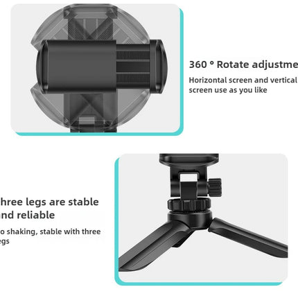 Adjustable Phone Tripod Stand Portable Foldable Desktop Holder 360 Rotatable Selfie Stick Live Streaming Stabilizer Compact