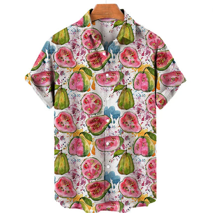 Pineapple Fruit Hawaiian Shirts Lemon 3d Print Men Fashion Blouses Casual Beach Camisas Summer Men's Vocation Lapel Shirt