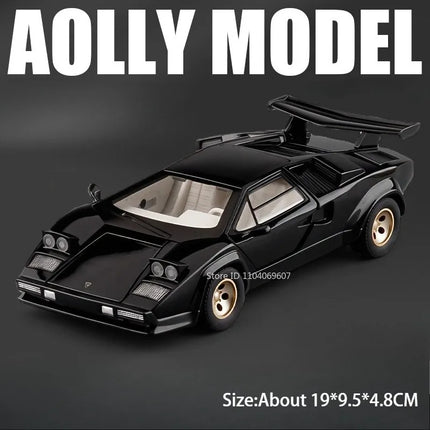 1:24 Countach LP500S REVUELTO Model Toy Supercar Alloy Diecast Sound Light Pull Back Doors Opened Mini Sports Car for Kids Gifts
