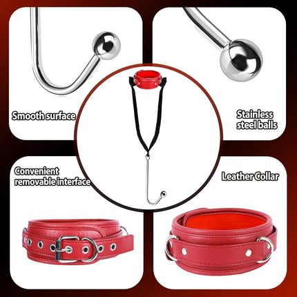 ﻿﻿﻿SM Couple Anal Hook Sex Bondage Restraint Set BDSM Leather Chain Stainless Steel Adult Sex Toys For Men Adjustable Harness
