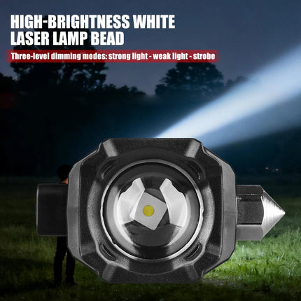 5-in-1 Tactica lLED Flashlight w/ Safety Hammer & Seatbelt Cutter, SOS Strobe,Rechargeable Survival Gear for Outdoor EDC Defense