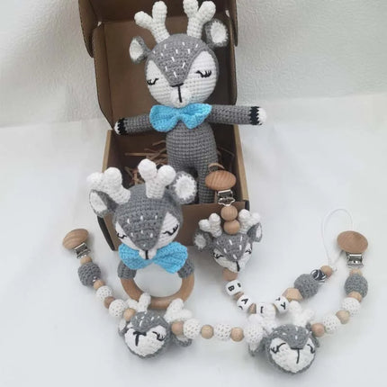 Newborn Mobile Gym Educational Ring Teething Toy Baby Cotton Baby Wooden Ring Rattle Crochet Wool Toy Customize Pacifier Chain