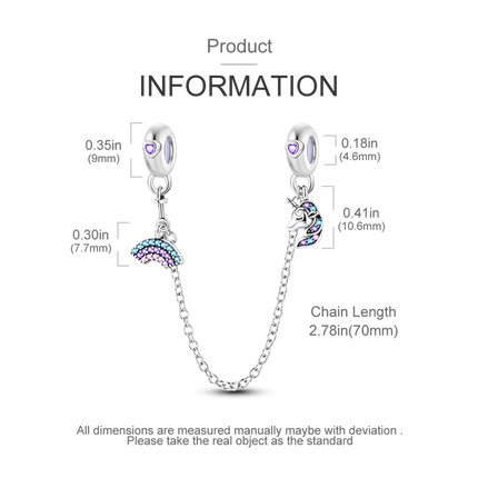 Sparkling Clear Silver Safety Chain 925 Sterling Silver Safety Chain Charm Beads Fit Original Bangle Bracelet DIY Jewelry
