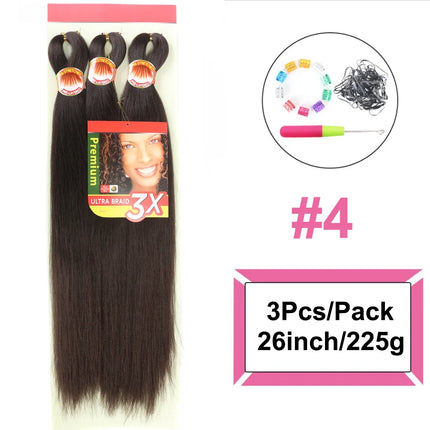 Braiding Hair Pre Stretched 3X Braid 26 Inch Ombre Braiding Hair Blonde Synthetic Fake Hair Extensions for Crochet Twist Women