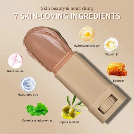 Foundation Stick Balm Serum Boosted Skin Tint Foundation Stick Smooth Plumper Hight Coverage Bronze Foundation Stick