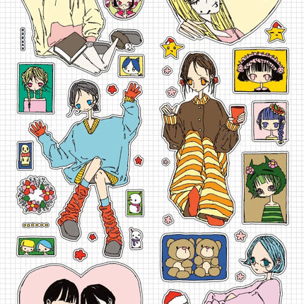 Abstract Style Stickers Cute Cartoon Gilrl Dairly Collage Characters Guka Stickers DIY Decorative Handbook