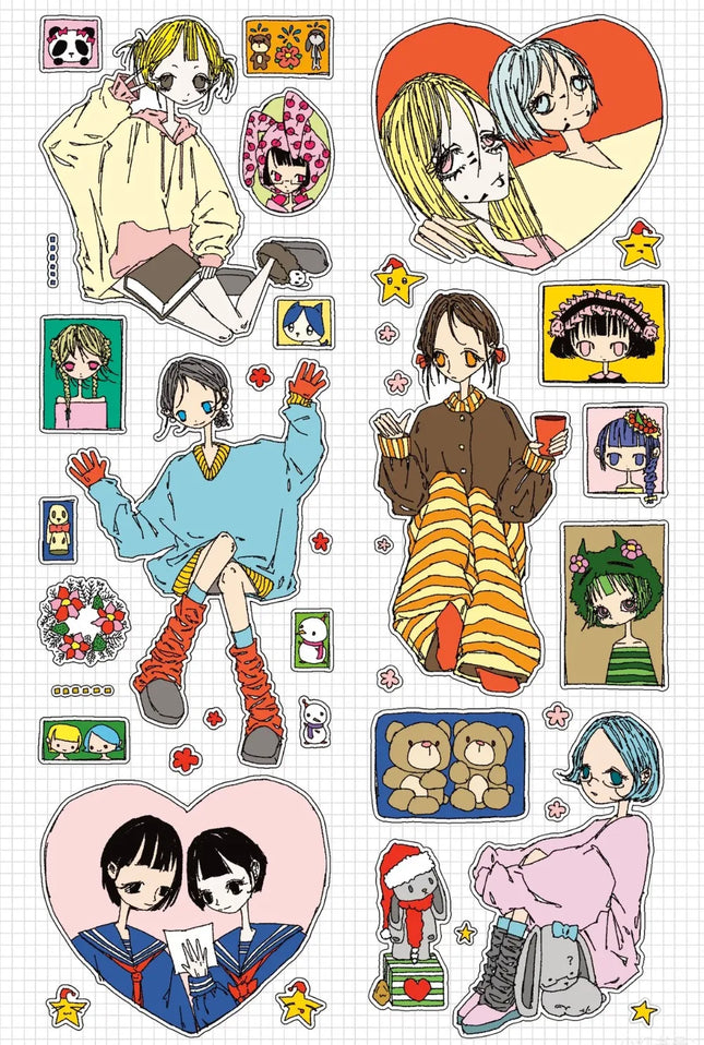 Abstract Style Stickers Cute Cartoon Gilrl Dairly Collage Characters Guka Stickers DIY Decorative Handbook