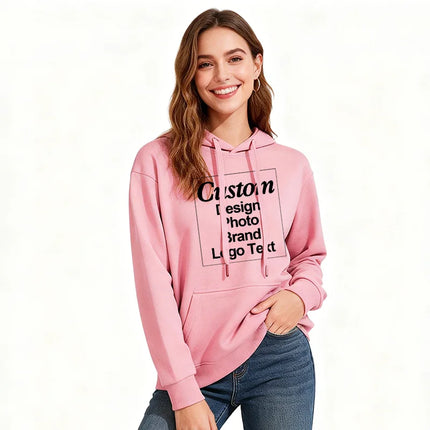 High Quality Custom Hoodie Cotton Sweatshirt Print Embroidery Brand Logo Text Photo Design Men Women Famliy Team Clothing 300g