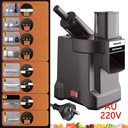 220V 3-in-1 Vegetable Cutter Dual Feeder Newly Upgraded Multi-functional Automatic Electric Dicing Slicing Shredding Vegetables