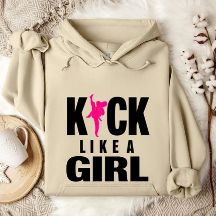 Kick Like a Girl Hoodie, Karate Hoodie, Karate Girl Hoodie, Taekwondo Hoodie, Womens Power Hoodie, Fight Sport Hoodie Sweatshirt
