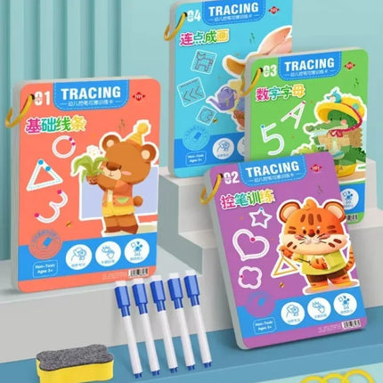 Magical Tracing Workbook Montessori Educational Writing for Children Reusable Pen Control Training Calligraphy Copybook for Kids