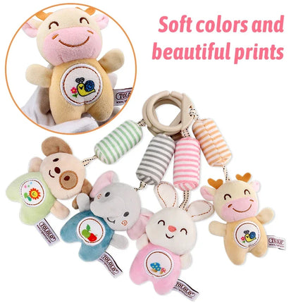 Baby Bed Hanging Drawstring Rattles Mobiles Cartoon Animal Bell Toys Children Early Education Sensory Interaction Plush Toy Gift