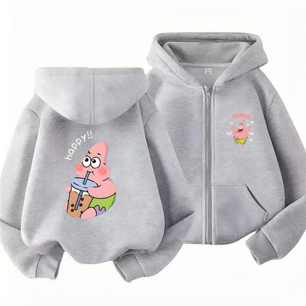 Hoodies Coat SpongeBob SquarePants Children gifts Zipper style Girls Boys Age 3-12 Kids Fashion black Pink fashion Sweatshirt