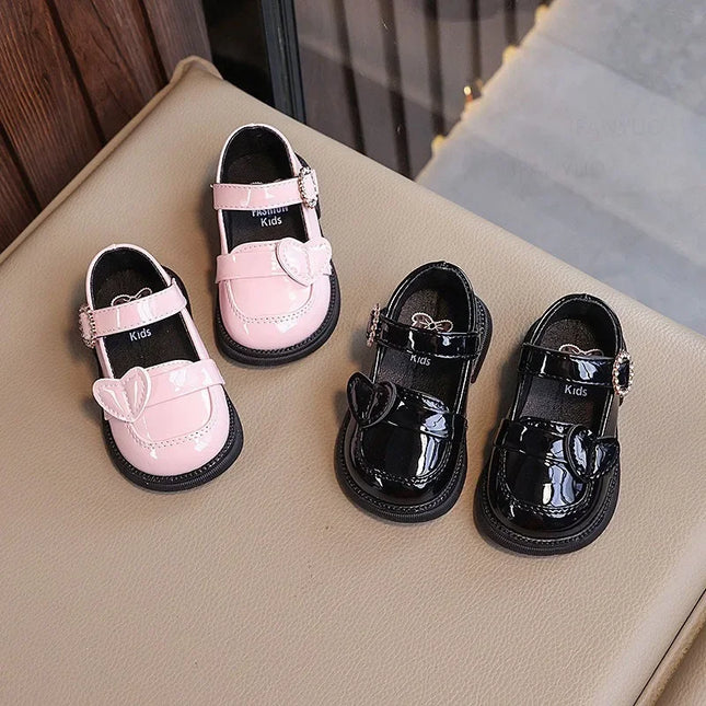 Crystal Girls Flats Shoes Kids Leather Shoes Baby Toddler Anti-Slippery Casual Footwear Child Single Shoes Infant First Walkers
