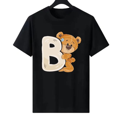Letter Number Woman Family Round Neck Parent-child Clothing Loose Tops Unisex Comfort Y2k Short Sleeves T-Shirt Men Blouses