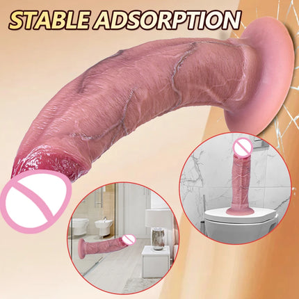 Thick Dildo Man Dick Vagina Massager Adult Women Lesbian Sex Toy Soft Silicone Penis StrapOn With Suction CupFemale Masturbation