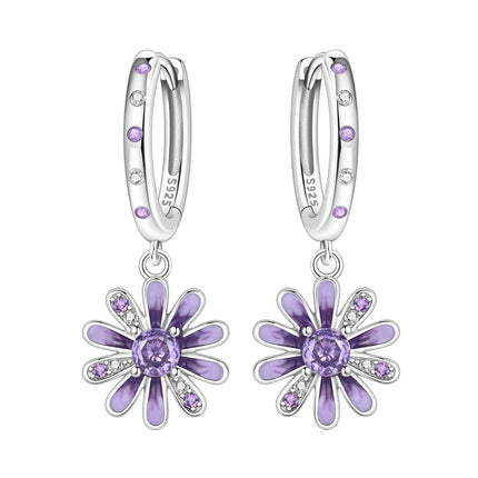 Hot Sale Original 925 Sterling Silver Zircon Pink Paw Print Earrings Heart Flower Leaf Design Women Party Jewelry Gift Ear Loops