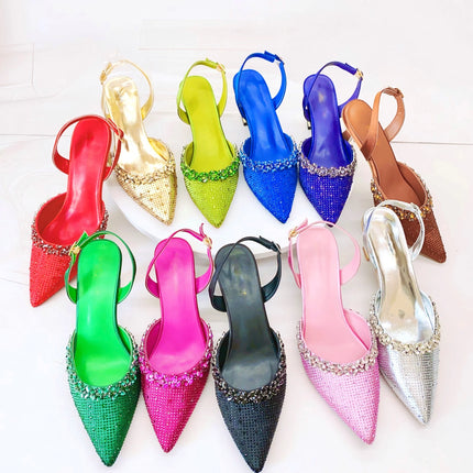 Insightlink Lady High Heels Crystals Shoes and Bag Set Rhinestone Handbag with Sandals for Wedding Gems Clutch Purse with Shoes