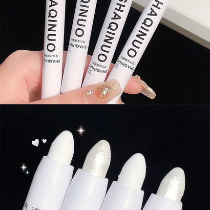 Pearlescent Matte White Eyeshadow Eyeliner Pencil Waterproof Glitter Eyes Shadow Makeup Pigment Silkworm Beauty Eyeshadow Pen