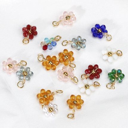 20pcs Stainless Steel Flower Imitation Pearl Beads Charms Pendants for Jewelry Making DIY Handmade Necklace Bracelet Accessories