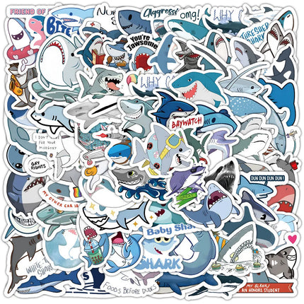 100Pcs Cute Cartoon Shark Ocean Sticker Set - Waterproof Decor for Luggage & Phones AnimeWorlds Store