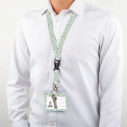 Flower design Lanyard Business Credit horizontal Card Holder Neck Strap Keychain Hang Rope ID Badge Holder Lariat Lasso