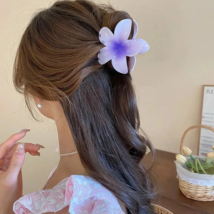 Hawaiian Gradient Hair Clips Flower Hair Claws Big Size Fashion Head Wear Hairpin for Women Girls Crab Barrette Hair Accessories