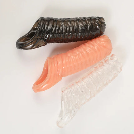 Reusable Penis magnify Cock Rings Delay Ejaculation Penis Condoms Thicken Penis Enlargement Sleeve BDSM Lock Ring SexToy For Men