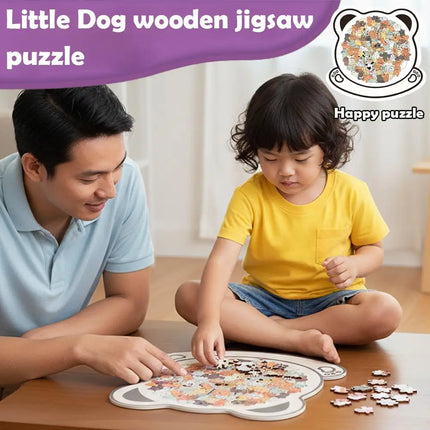 135pcs Cute Dog and Bear Shape Wooden Puzzle Irregular Animal Stress-Relief Game Jigsaw Home Decor Puzzle Gifts For Pet lovers