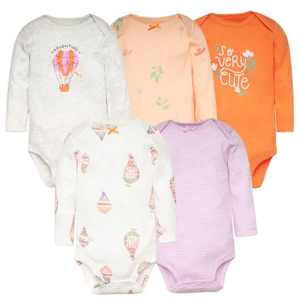 2026 Newborn Baby Girl Clothes Long Sleeve 100% Cotton 5 Pieces/Lot Baby Bodysuits Cartoon Underwear Infant Bebe Clothing 3-24M