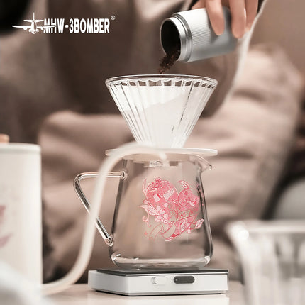 MHW-3BOMBER Pour Over Coffee Maker Set 500ml Glass Coffee Server Carafe and Coffee Dripper Barista Tool