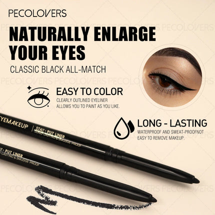 1 Set 3 Pcs Natural Black Gel Eyeliner Pencils, Long-lasting Waterproof Smooth Easy To Slide, Eye Liner, for All Eye Shapes